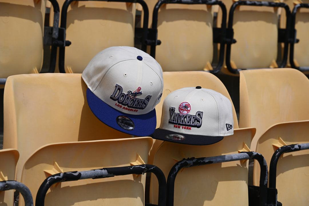 New Era หมวกรุ่น Los Angeles Dodgers Stack Script 2-Tone Dark Royal Visor Chrome White 9FIFTY Cap