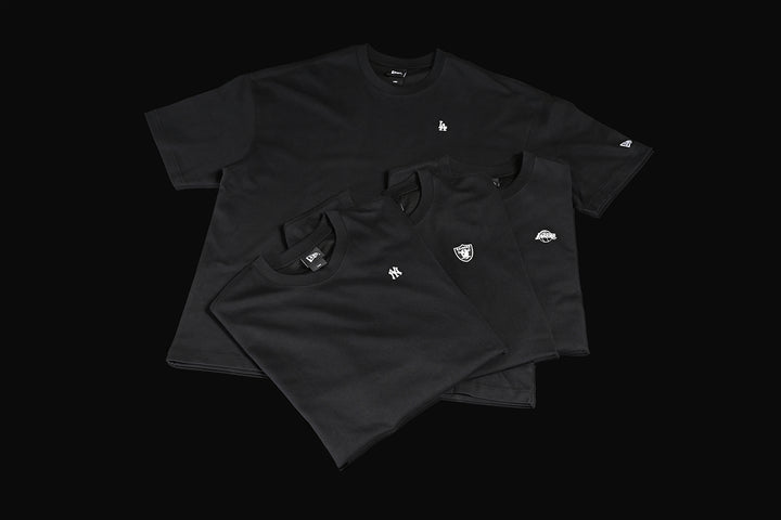 New Era เสื้อยืดแขนสั้นรุ่น Los Angeles Dodgers Mix League Patch Black Oversized Short Sleeve T-Shirt