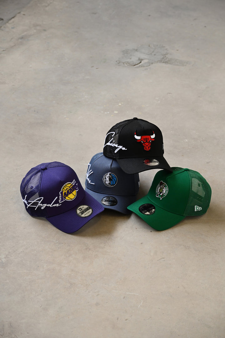 New Era หมวกรุ่น Dallas Mavericks Mix League Script Muted Indigo 9Forty Af Trucker Cap