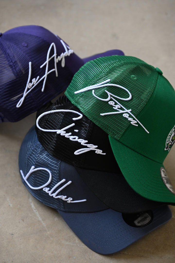 New Era หมวกรุ่น Dallas Mavericks Mix League Script Muted Indigo 9Forty Af Trucker Cap