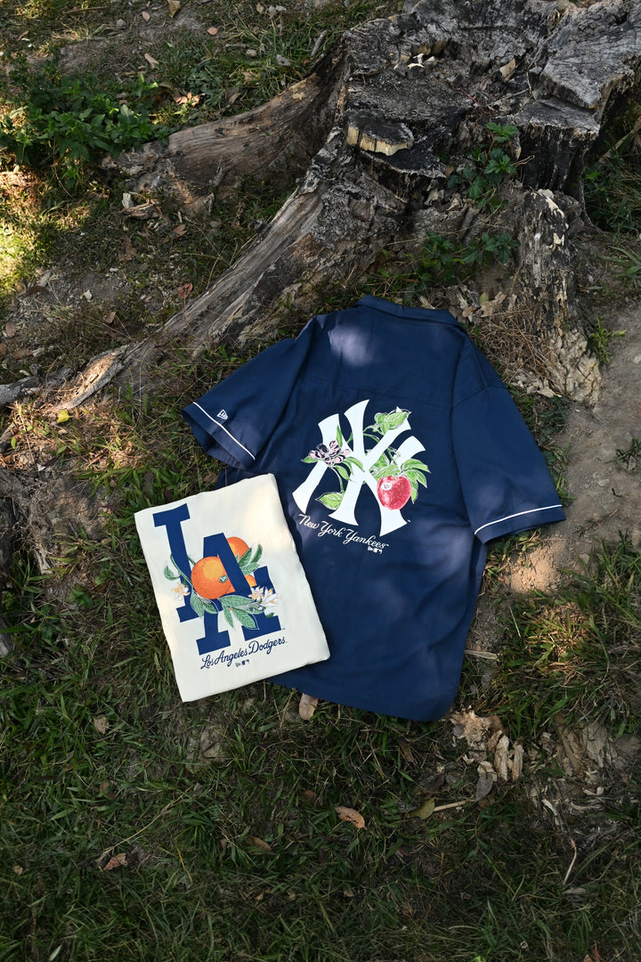 New Era เสื้อเชิ้ตรุ่น Los Angeles Dodgers Harvest Merch Chrome White Woven Short Sleeve Shirt