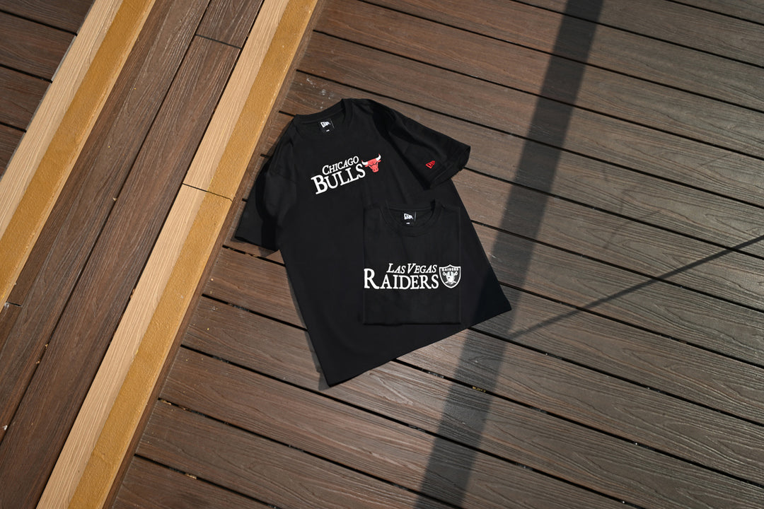 New Era เสื้อยืดแขนสั้นรุ่น Chicago Bulls League Mix Cartoon Black Short Sleeve T-Shirt