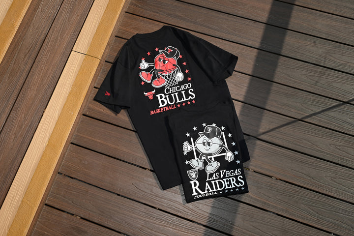 New Era เสื้อยืดแขนสั้นรุ่น Chicago Bulls League Mix Cartoon Black Short Sleeve T-Shirt