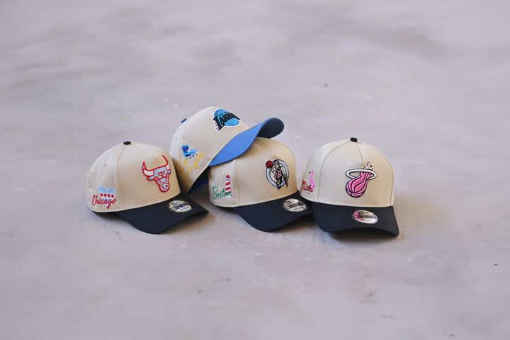 New Era หมวกรุ่น Chicago Bulls City Side Patch 2-Tone Black Visor Vegas Gold 9FORTY A-Frame Cap