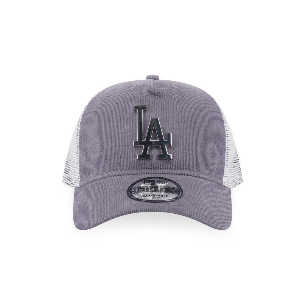 หมวกแก๊ป New Era รุ่น Los Angeles Dodgers Metal Badge Corduroy Gray 9Forty A-Frame Trucker Cap