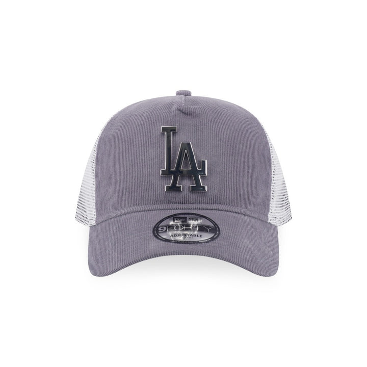 หมวกแก๊ป New Era รุ่น Los Angeles Dodgers Metal Badge Corduroy Gray 9Forty A-Frame Trucker Cap