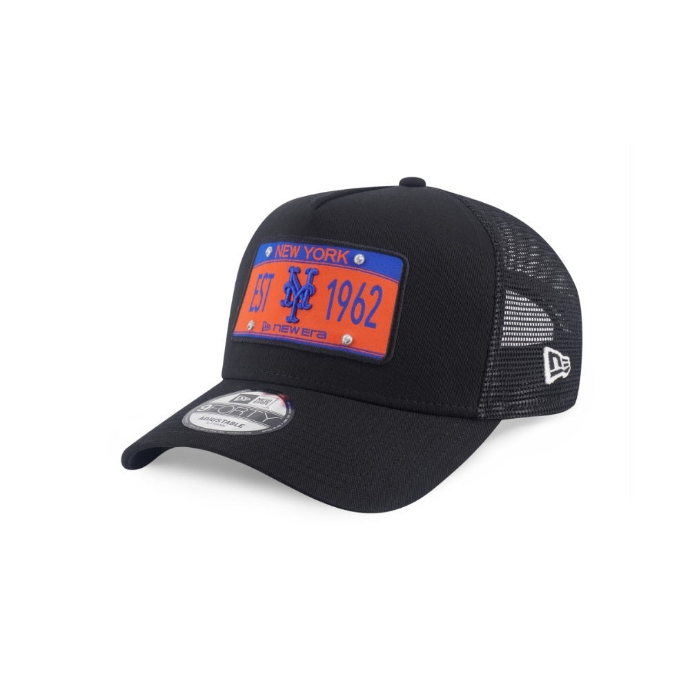 หมวกแก๊ป New Era รุ่น New York Mets License Plate Black 9Forty A-Frame Trucker Cap