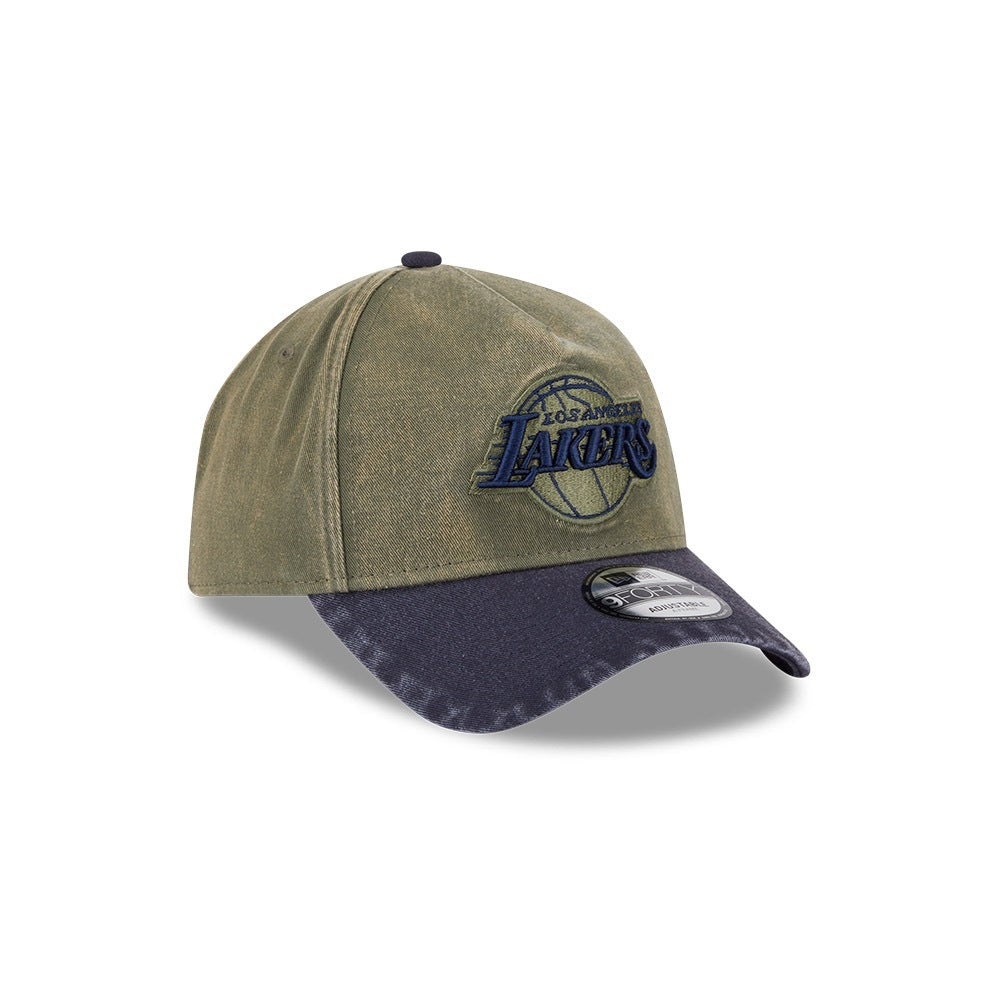 หมวกแก๊ป New Era รุ่น Los Angeles Lakers Washed 2-Tone Navy Visor New Olive 9Forty A-Frame Cap