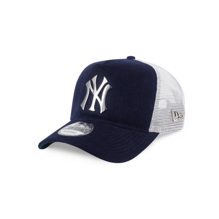 หมวกแก๊ป New Era รุ่น New York Yankees Metal Badge Corduroy Navy 9Forty A-Frame Trucker Cap