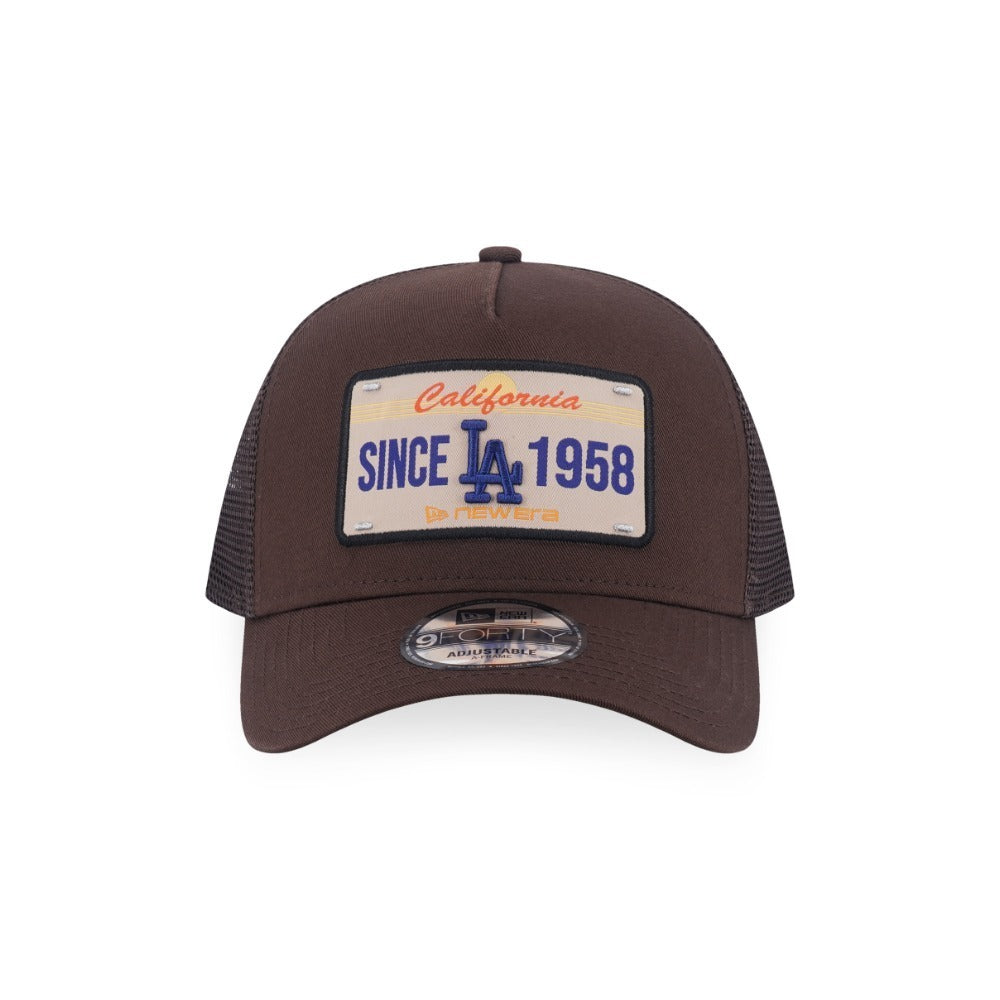 หมวกแก๊ป New Era รุ่น Los Angeles Dodgers License Plate Walnut 9Forty A-Frame Trucker Cap