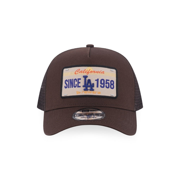 หมวกแก๊ป New Era รุ่น Los Angeles Dodgers License Plate Walnut 9Forty A-Frame Trucker Cap