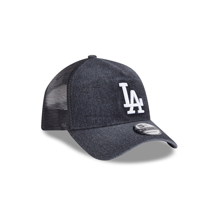 หมวกแก๊ป New Era รุ่น Los Angeles Dodgers Washed Denim Black 9Forty A-Frame Trucker Cap