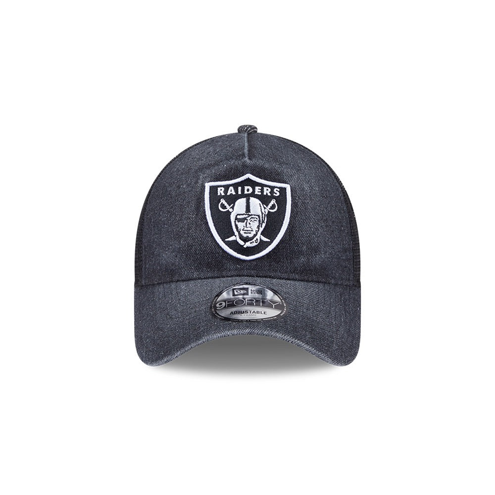 หมวกแก๊ป New Era รุ่น Las Vegas Raiders Washed Denim Black 9Forty A-Frame Trucker Cap