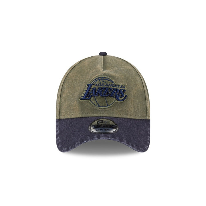 หมวกแก๊ป New Era รุ่น Los Angeles Lakers Washed 2-Tone Navy Visor New Olive 9Forty A-Frame Cap