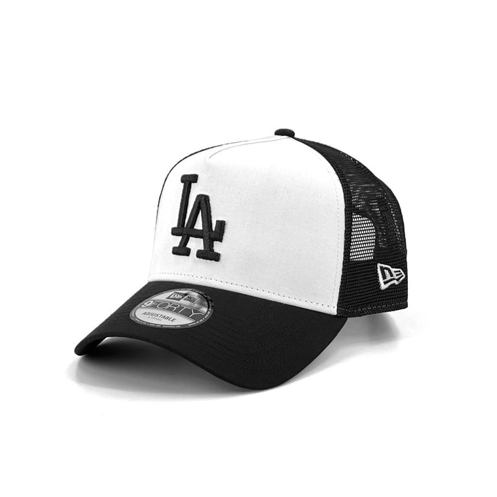 หมวกแก๊ป New Era รุ่น Los Angeles Dodgers Typewriter White/ Black 9Forty A-Frame Trucker Cap
