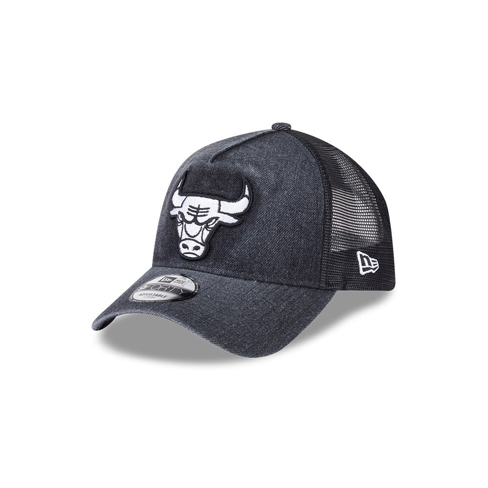หมวกแก๊ป New Era รุ่น Chicago Bulls Washed Denim Black 9Forty A-Frame Trucker Cap