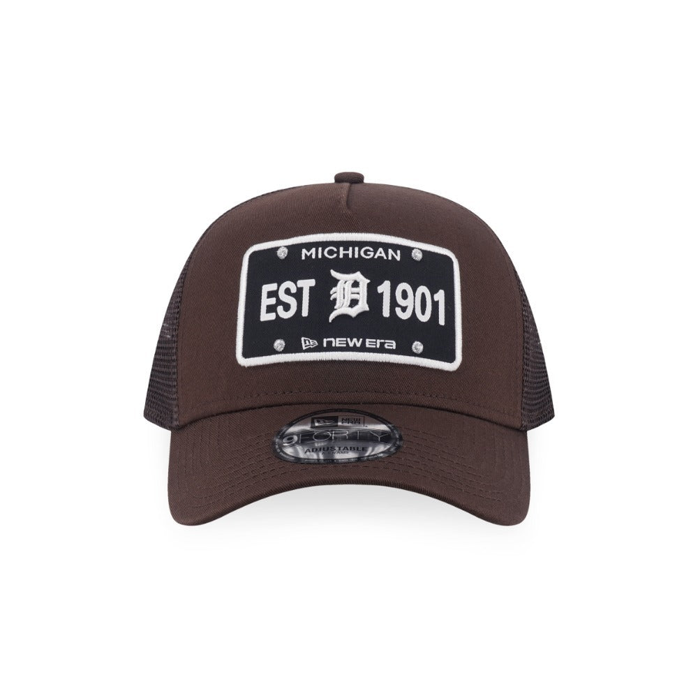 หมวกแก๊ป New Era รุ่น Detroit Tigers License Plate Walnut 9Forty A-Frame Trucker Cap