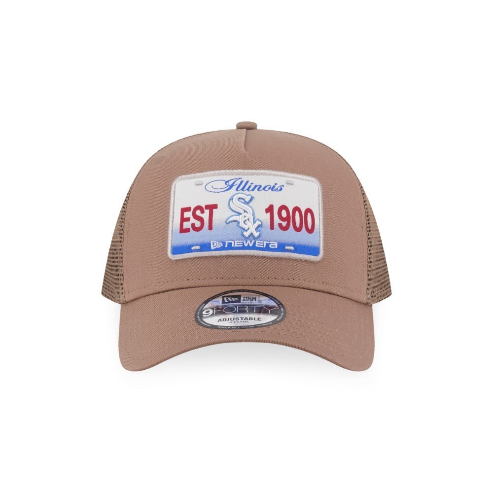 หมวกแก๊ป New Era รุ่น Chicago White Sox License Plate Khaki 9Forty A-Frame Trucker Cap