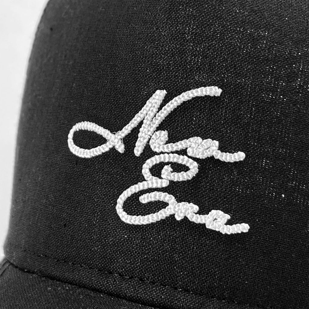 หมวกแก๊ป New Era รุ่น New Era Cotton Linen Black 9Forty A-Frame Trucker Cap
