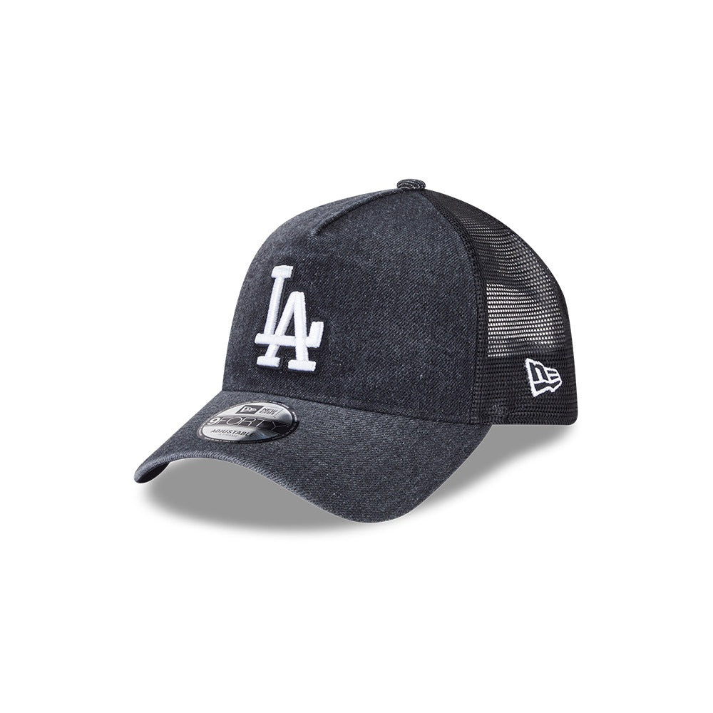 หมวกแก๊ป New Era รุ่น Los Angeles Dodgers Washed Denim Black 9Forty A-Frame Trucker Cap