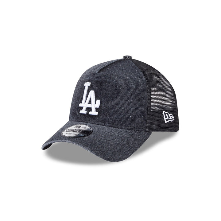 หมวกแก๊ป New Era รุ่น Los Angeles Dodgers Washed Denim Black 9Forty A-Frame Trucker Cap