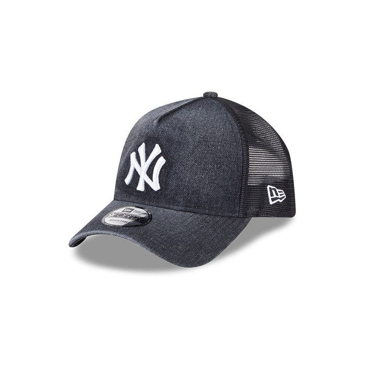 หมวกแก๊ป New Era รุ่น New York Yankees Washed Denim Black 9Forty A-Frame Trucker Cap