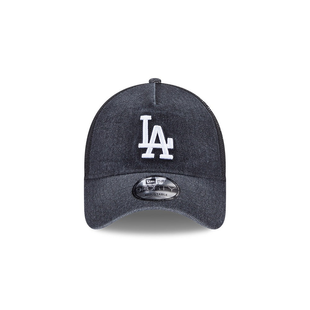 หมวกแก๊ป New Era รุ่น Los Angeles Dodgers Washed Denim Black 9Forty A-Frame Trucker Cap