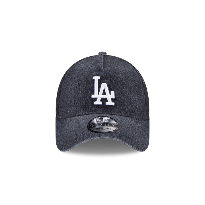 หมวกแก๊ป New Era รุ่น Los Angeles Dodgers Washed Denim Black 9Forty A-Frame Trucker Cap