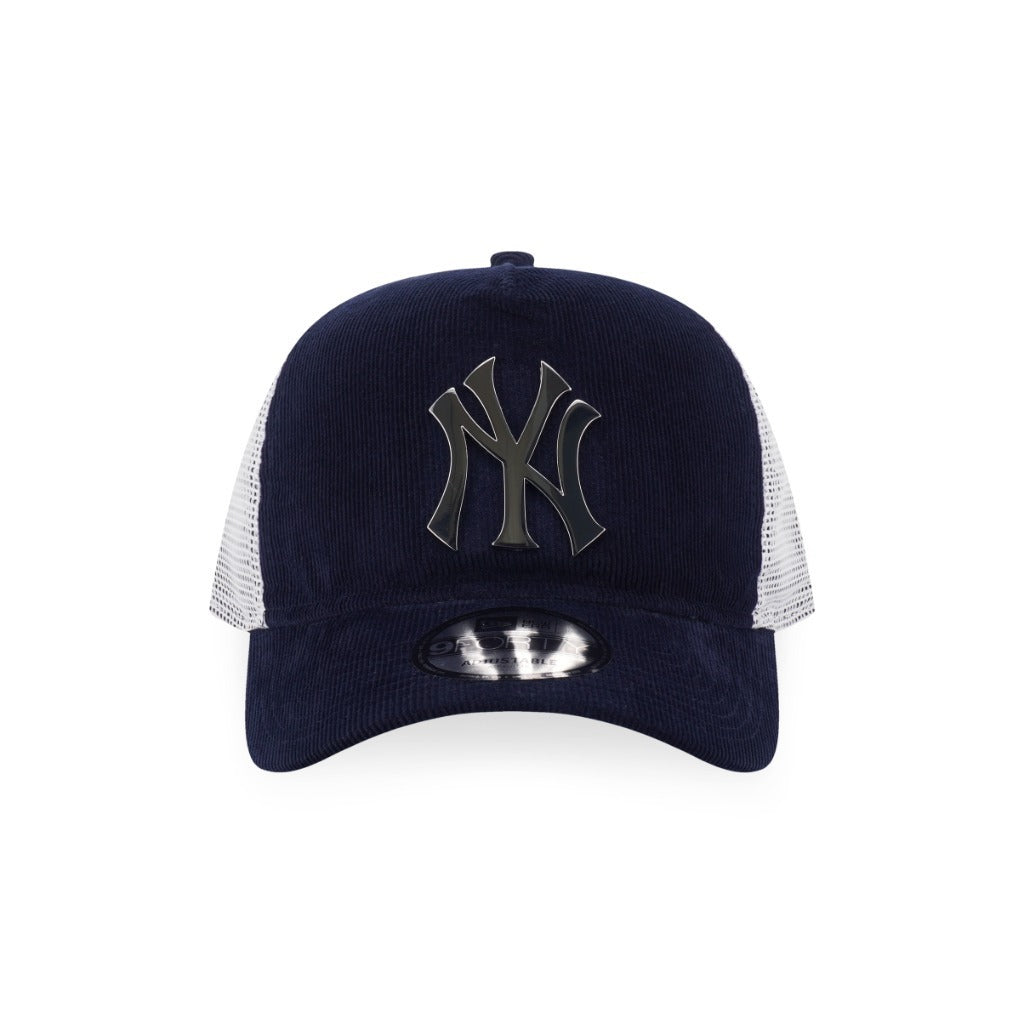 หมวกแก๊ป New Era รุ่น New York Yankees Metal Badge Corduroy Navy 9Forty A-Frame Trucker Cap