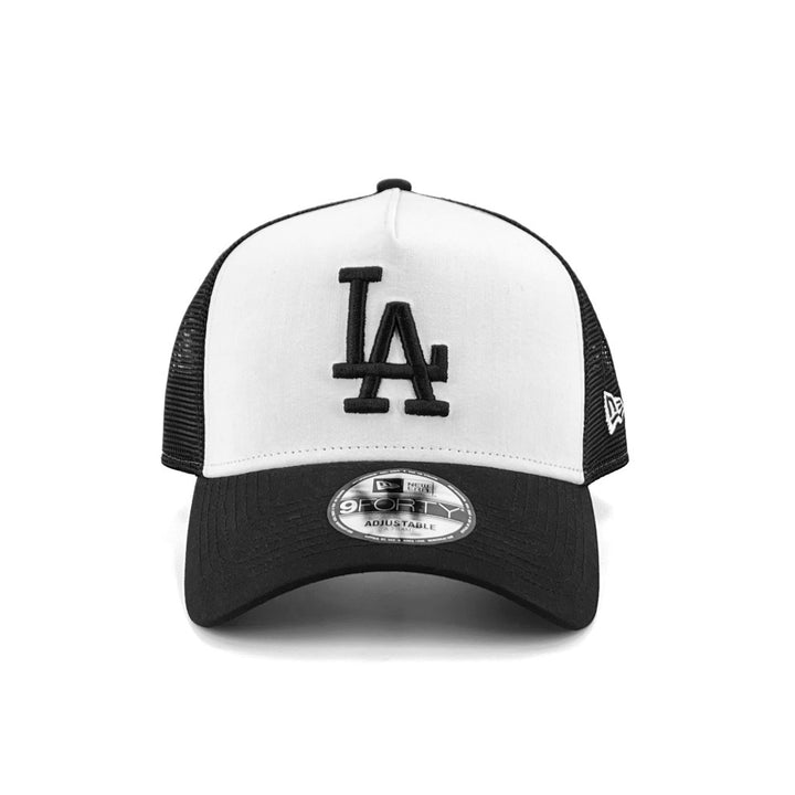 หมวกแก๊ป New Era รุ่น Los Angeles Dodgers Typewriter White/ Black 9Forty A-Frame Trucker Cap