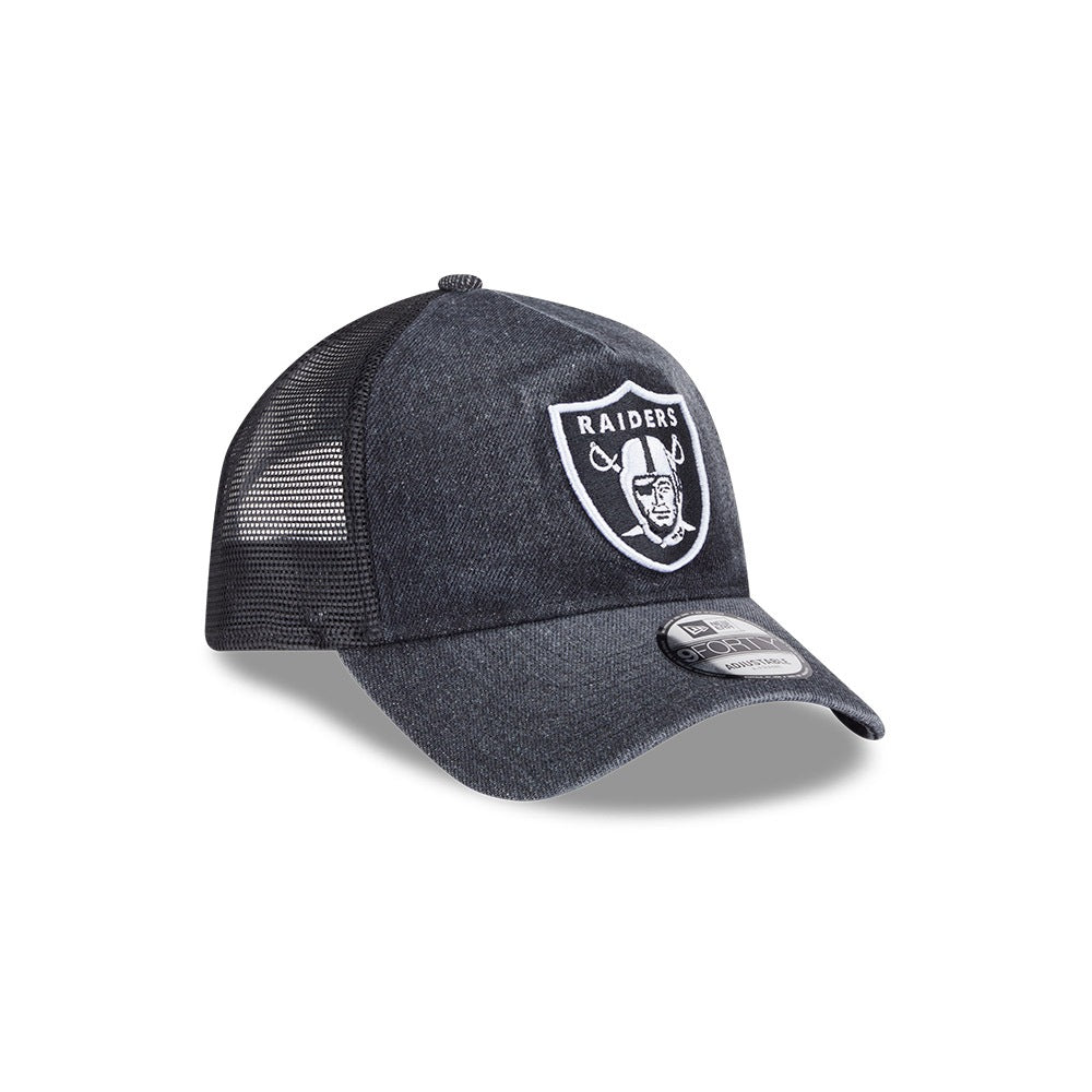 หมวกแก๊ป New Era รุ่น Las Vegas Raiders Washed Denim Black 9Forty A-Frame Trucker Cap