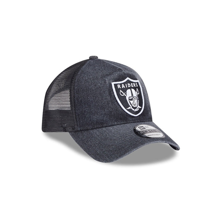 หมวกแก๊ป New Era รุ่น Las Vegas Raiders Washed Denim Black 9Forty A-Frame Trucker Cap