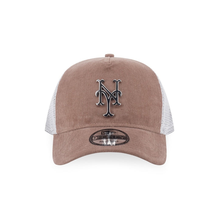 หมวกแก๊ป New Era รุ่น New York Mets Metal Badge Corduroy Khaki 9Forty A-Frame Trucker Cap