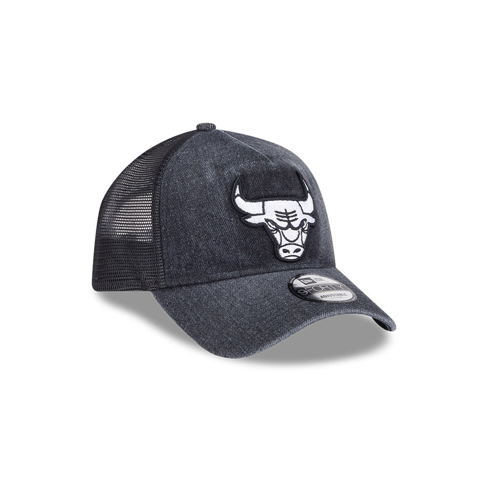 หมวกแก๊ป New Era รุ่น Chicago Bulls Washed Denim Black 9Forty A-Frame Trucker Cap