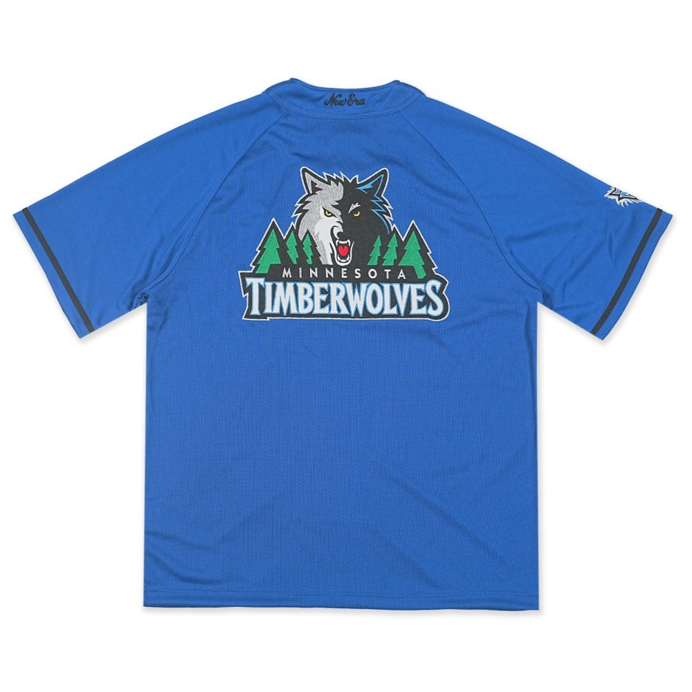 เสื้อเจอร์ซีย์ New Era รุ่น Minnesota Timberwolves NBA Hardwood Classics Seashore Blue Baseball Jersey