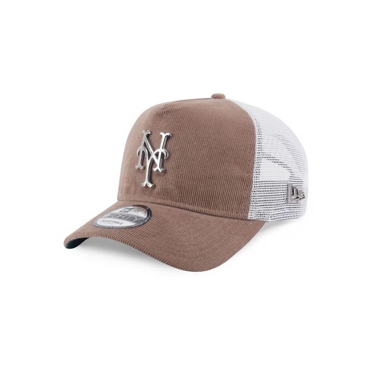 หมวกแก๊ป New Era รุ่น New York Mets Metal Badge Corduroy Khaki 9Forty A-Frame Trucker Cap