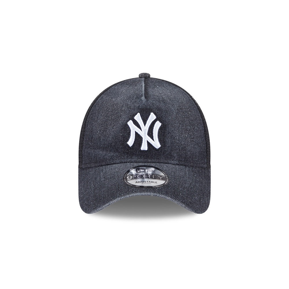หมวกแก๊ป New Era รุ่น New York Yankees Washed Denim Black 9Forty A-Frame Trucker Cap