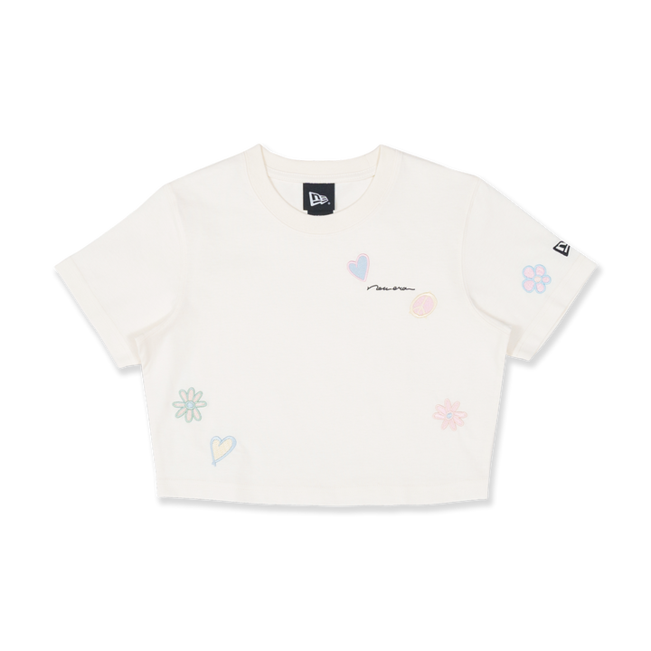 WOMEN CROP TEE BOTANICAL IVORY