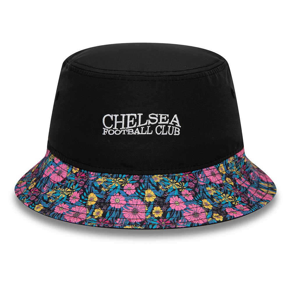 CHELSEA FLORAL PRINT VISOR BLACK TAPERED BUCKET CAP